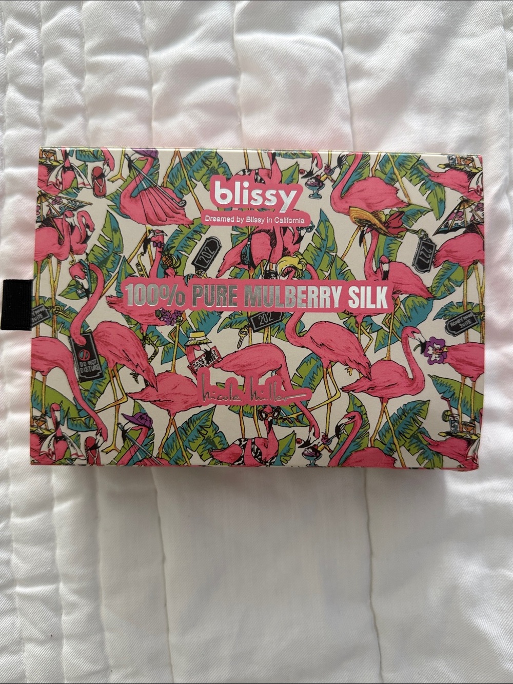 Blissy Nicole Miller Mulberry Silk Flamingo Bonnet NIB - Picture 5 of 5